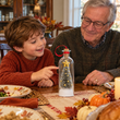 Grandfather and child sharing a message with a GatherVoice keepsake