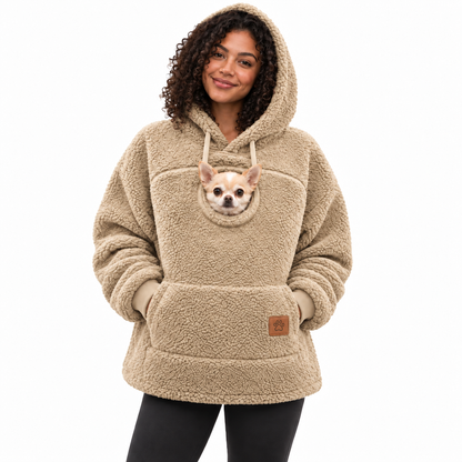 Pouchly pet pouch hoodie — khaki