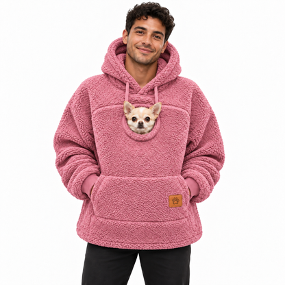 Pouchly pet pouch hoodie — pink