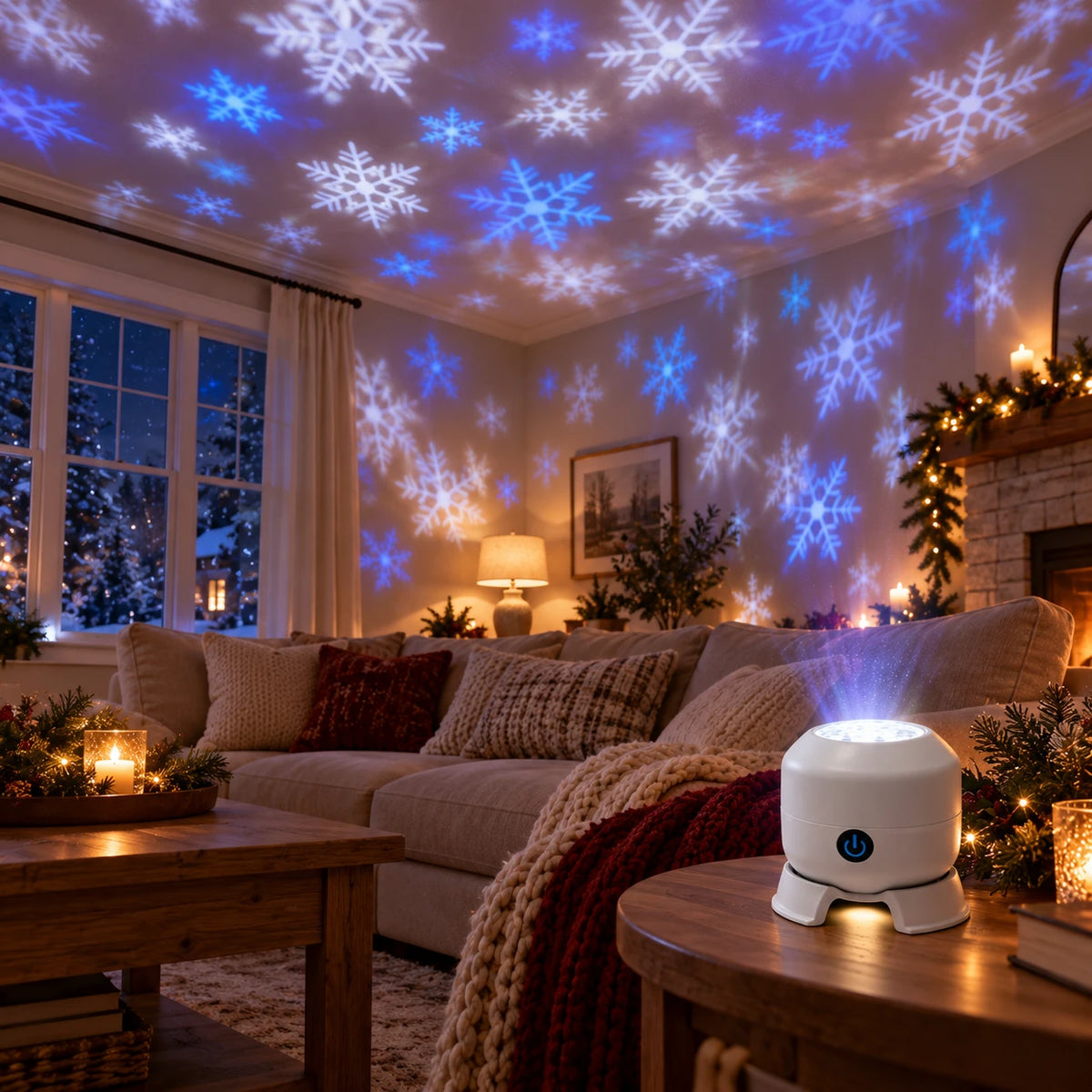 Living room room with the projected scene (concept image)